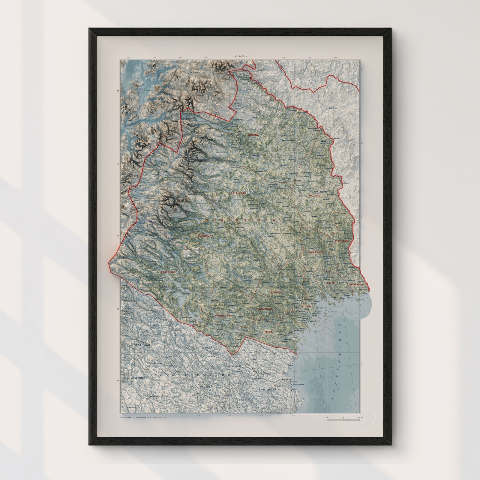 Topografisk karta över Norrbotten