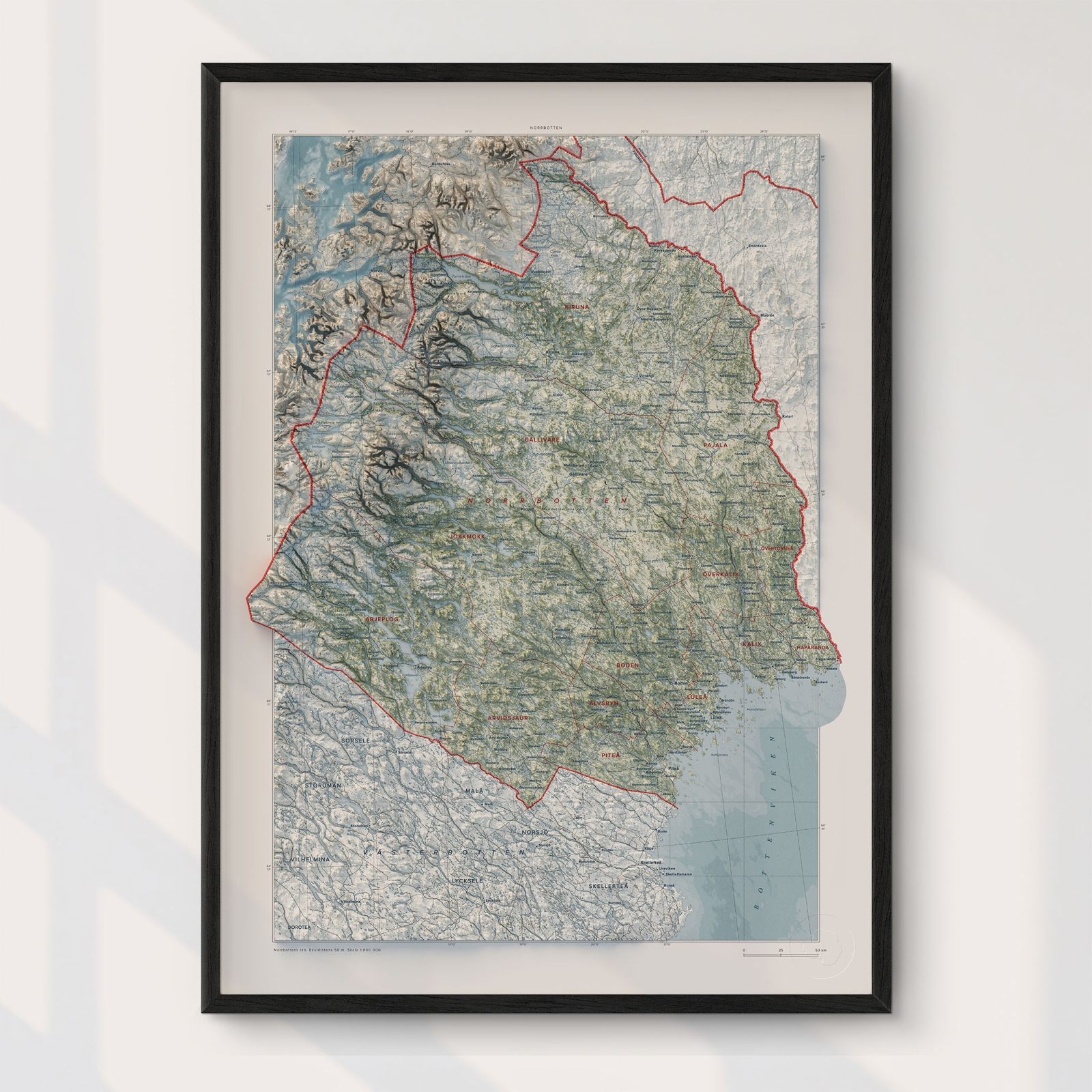 Topografisk karta över Norrbotten