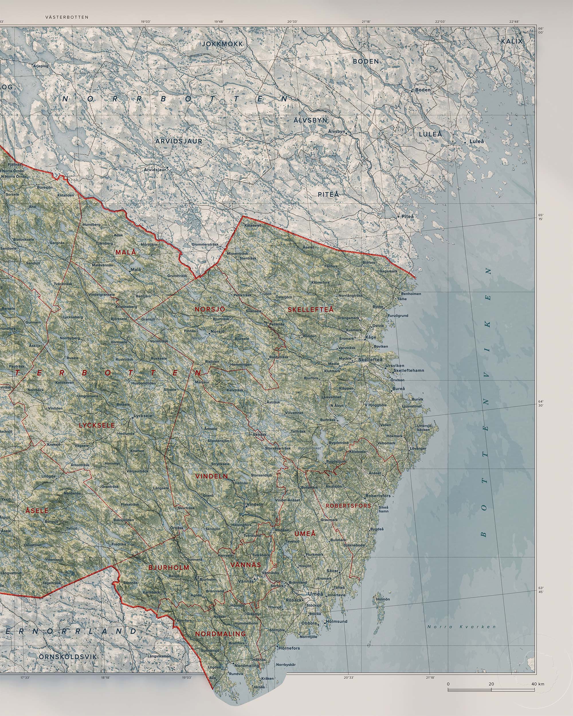 Topografisk karta över Västerbotten, detalj