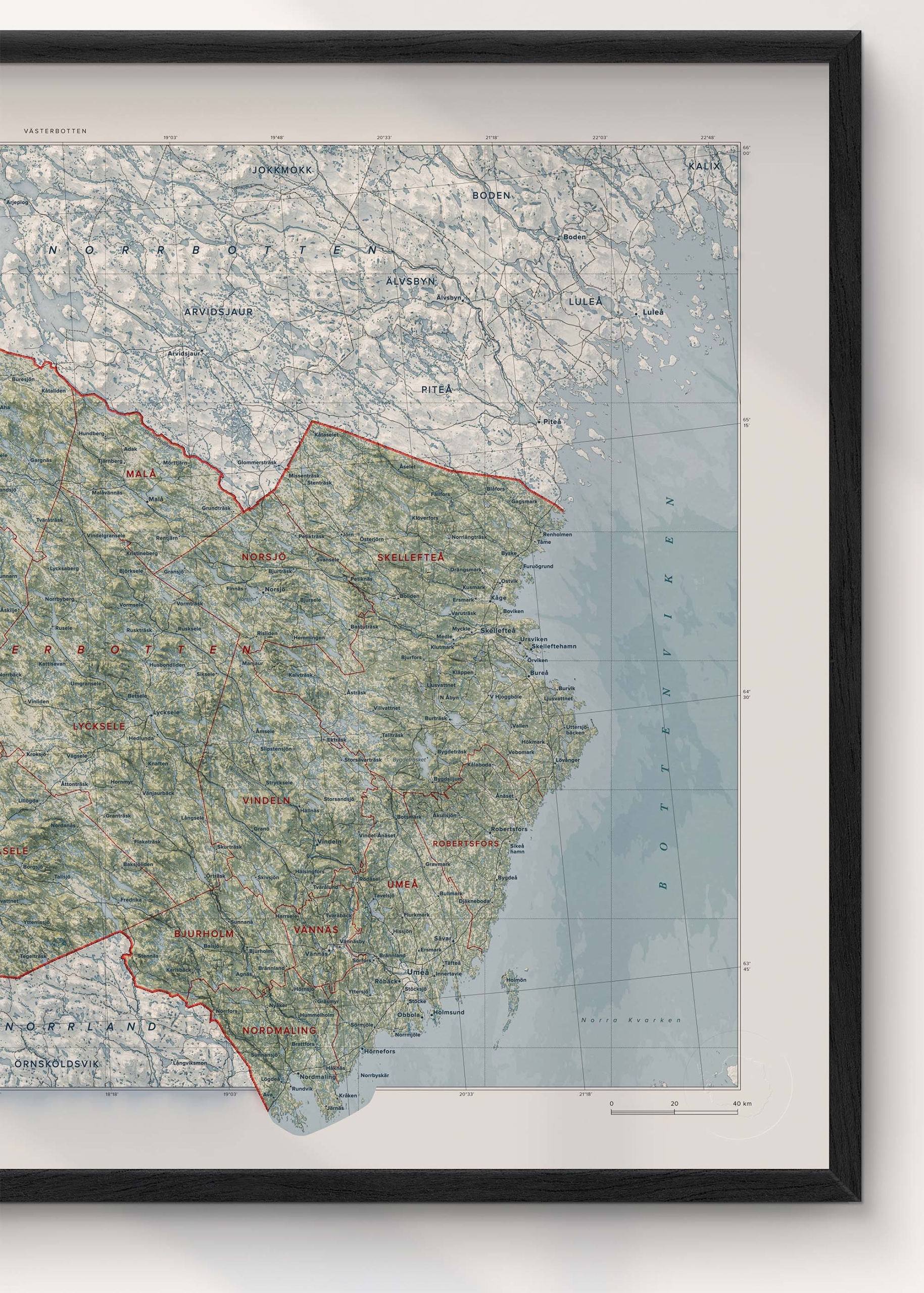 Topografisk karta över Västerbotten, detalj