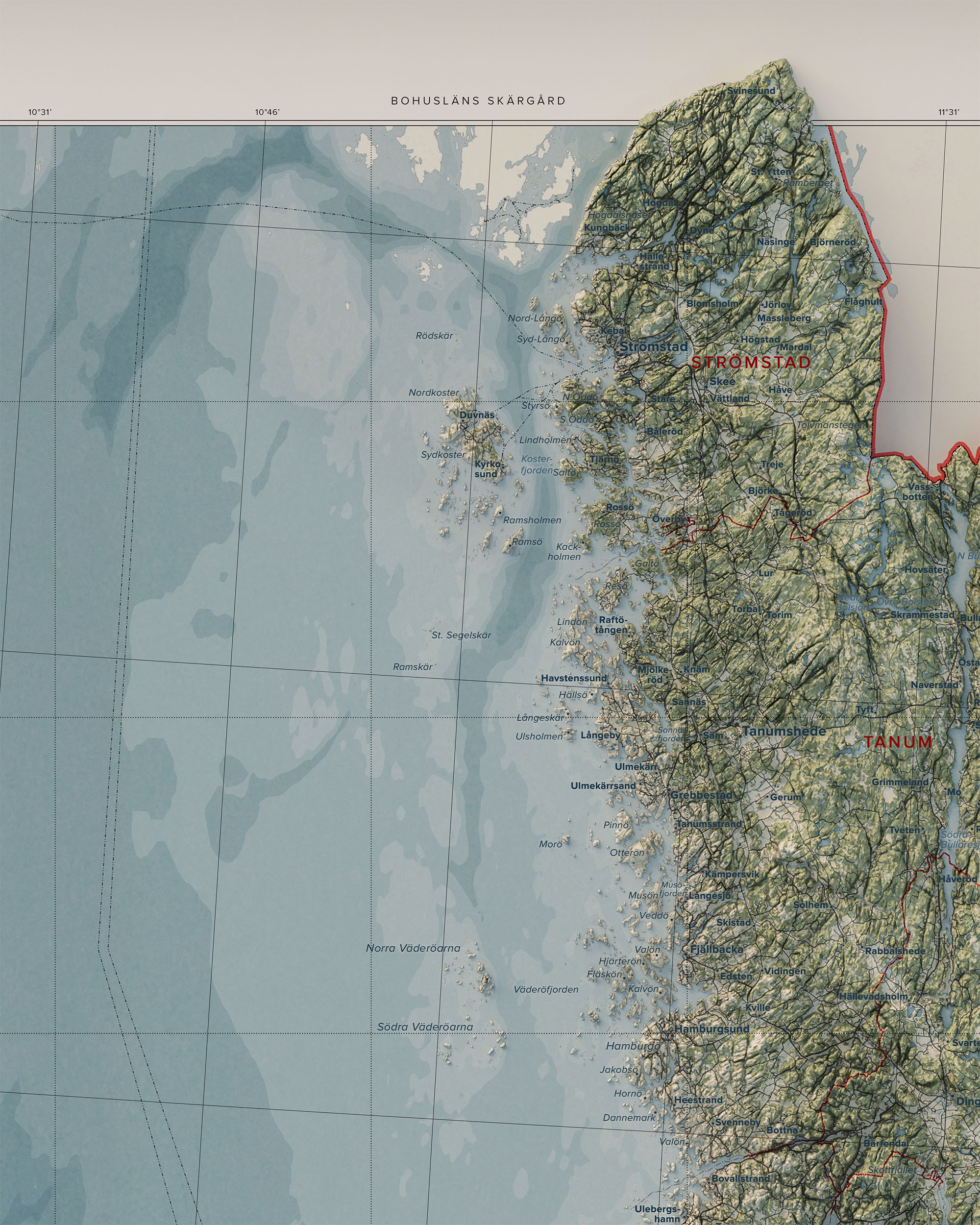 Topografisk karta över Bohusläns skärgård, detalj