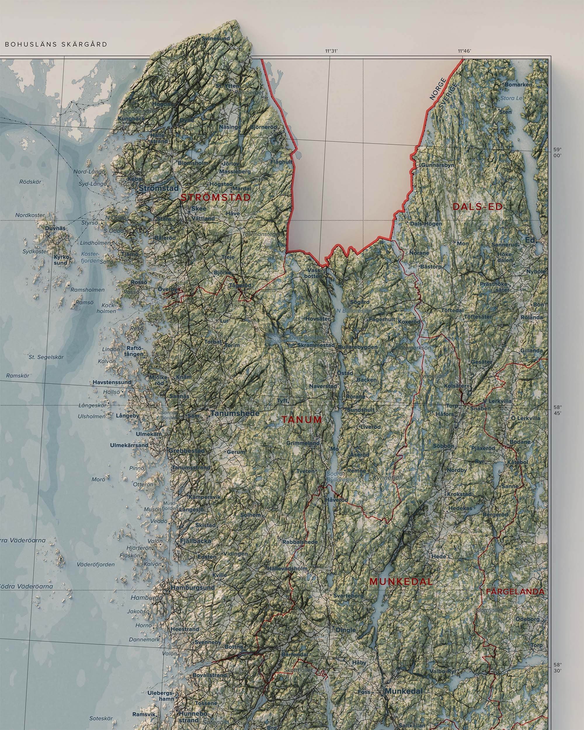 Topografisk karta över Bohusläns skärgård, detalj