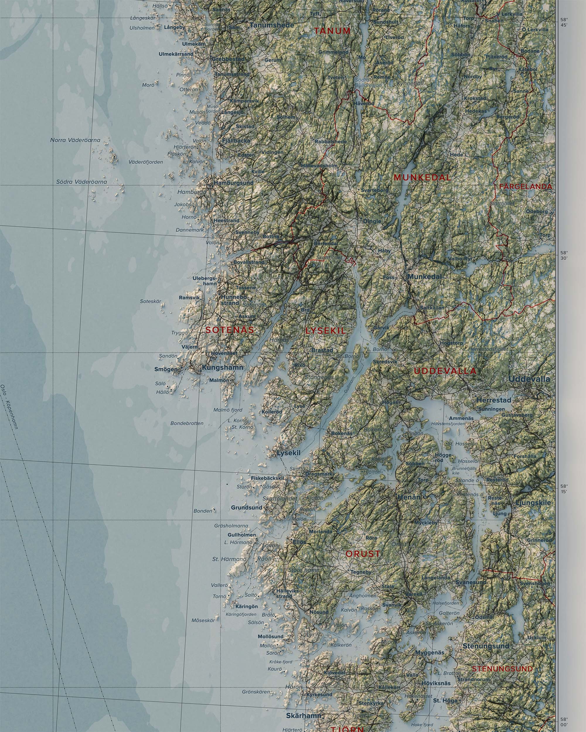 Topografisk karta över Bohusläns skärgård, detalj