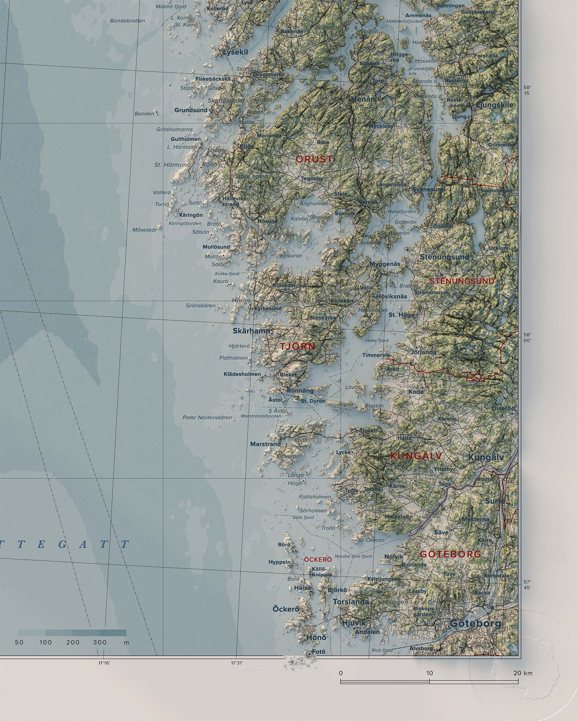 Topografisk karta över Bohusläns skärgård, detalj