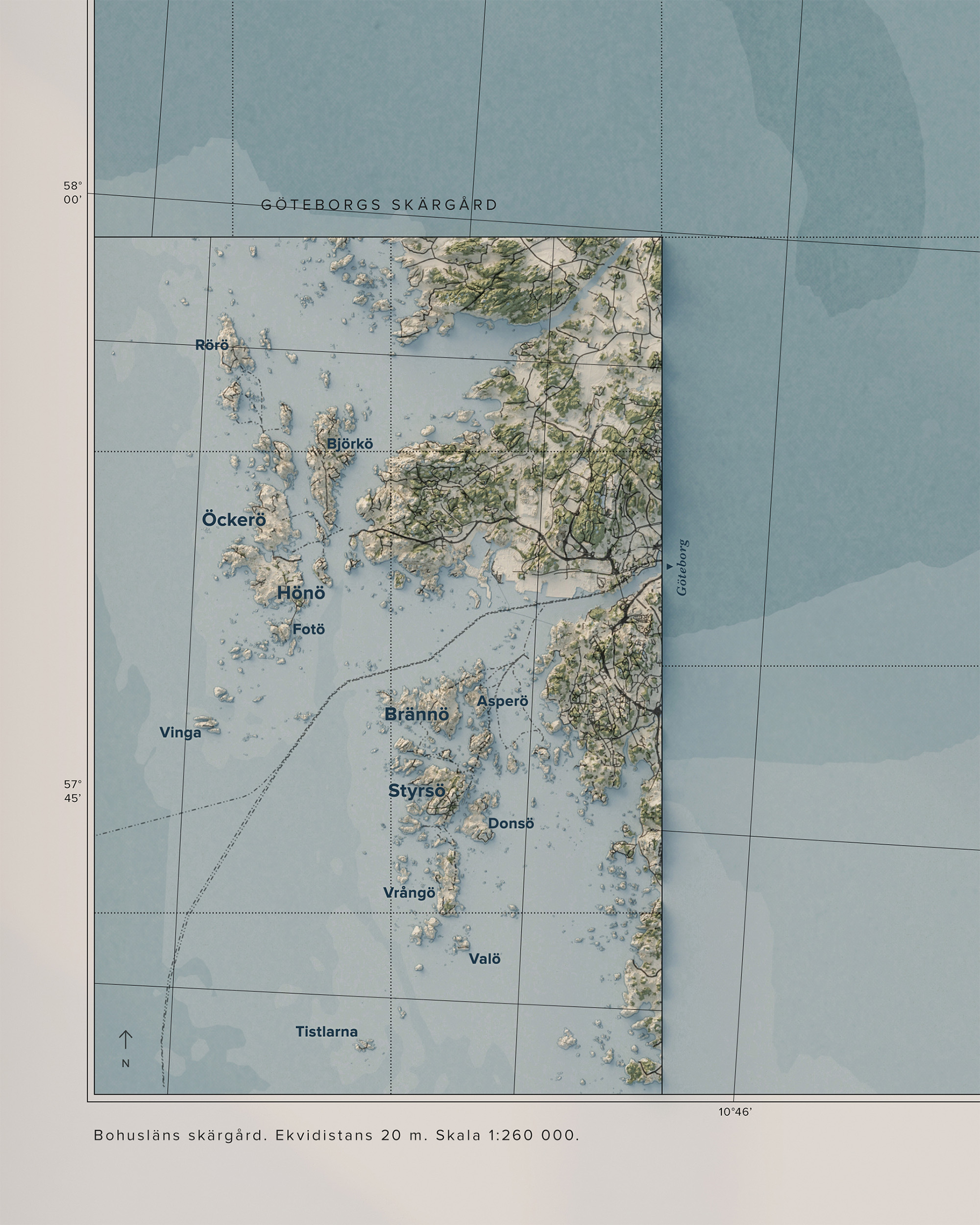 Topografisk karta över Bohusläns skärgård, detalj