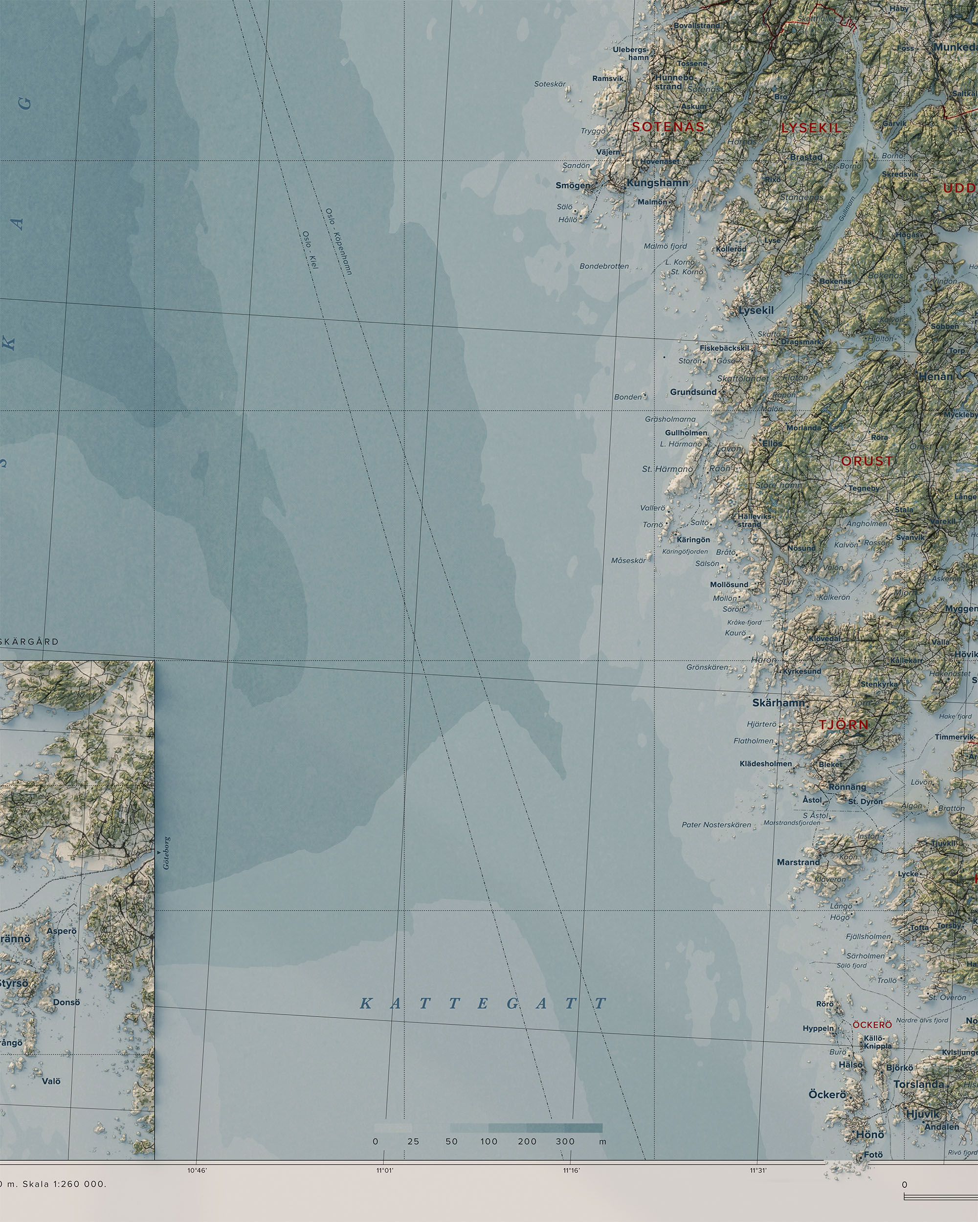 Topografisk karta över Bohusläns skärgård, detalj