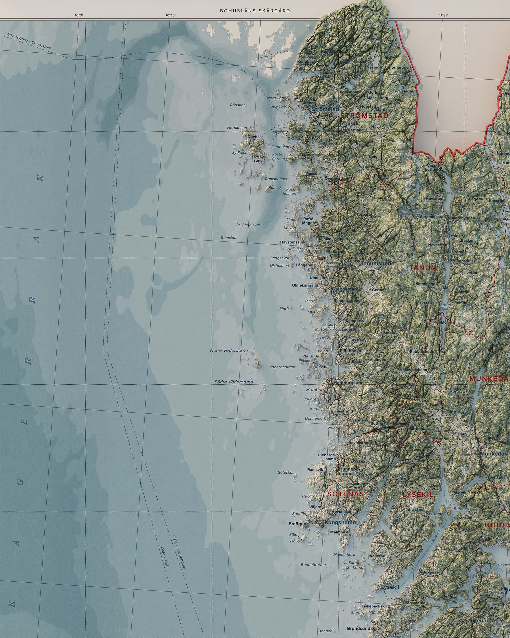 Topografisk karta över Bohusläns skärgård, detalj