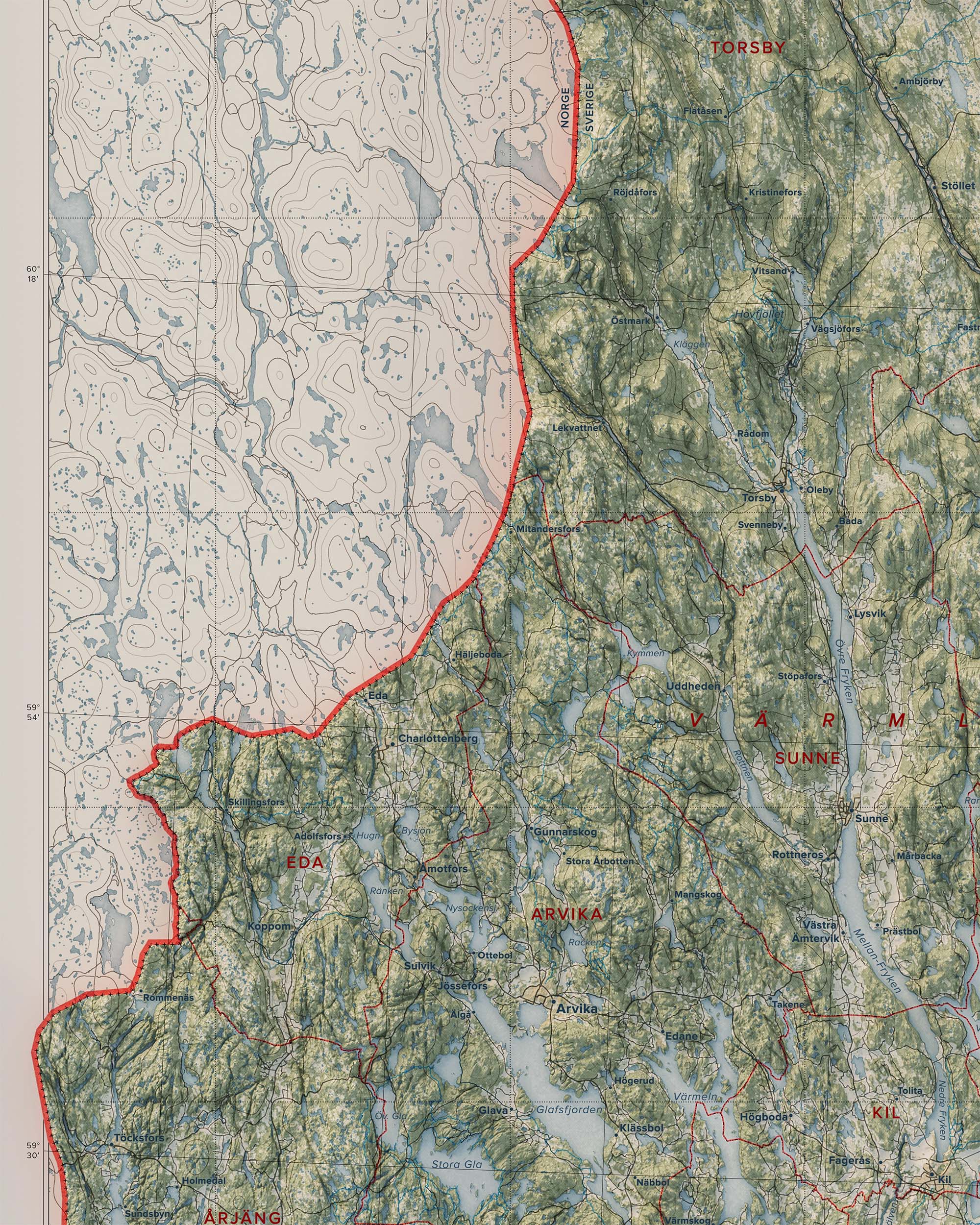 Topografisk karta över Värmland, detalj
