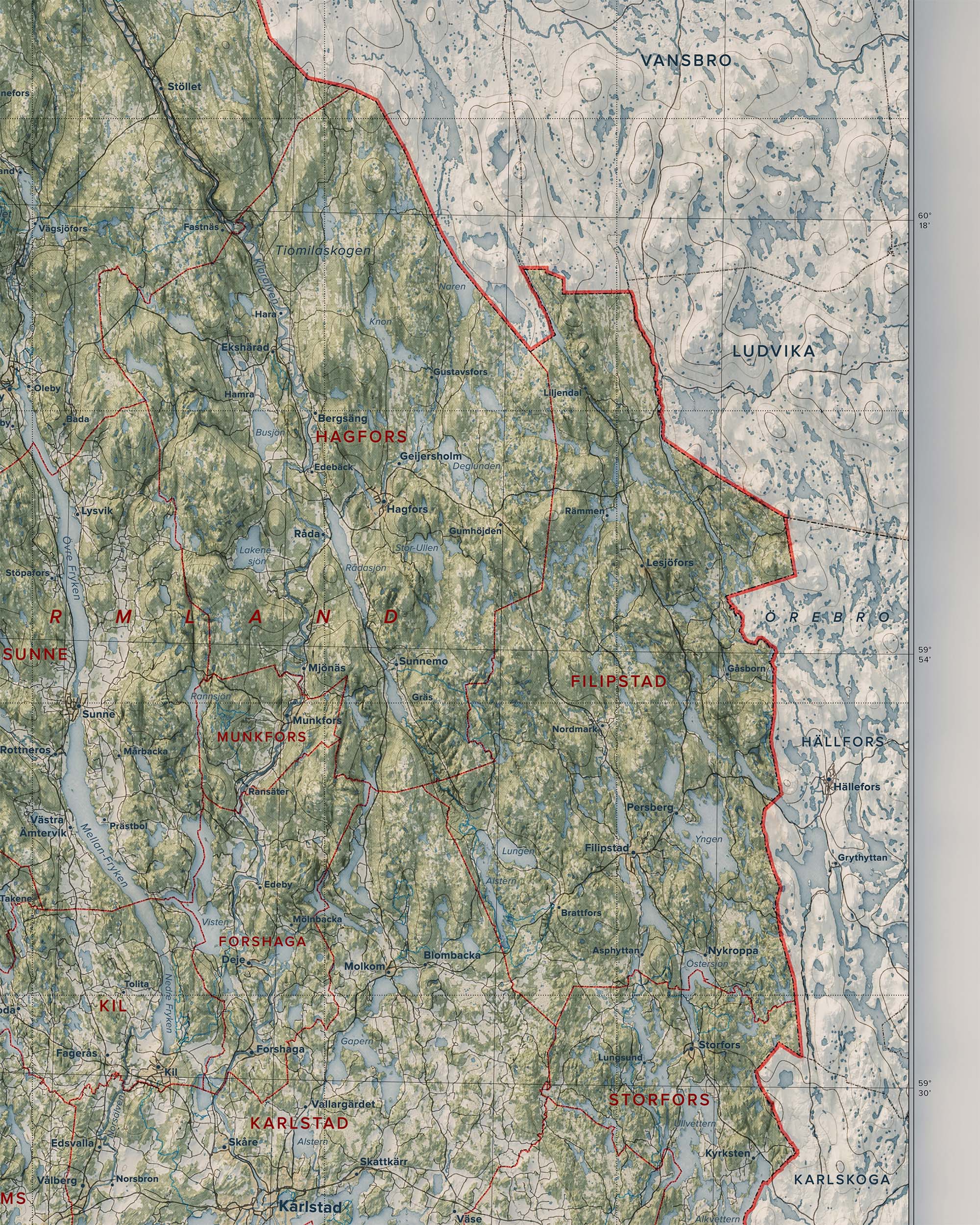 Topografisk karta över Värmland, detalj