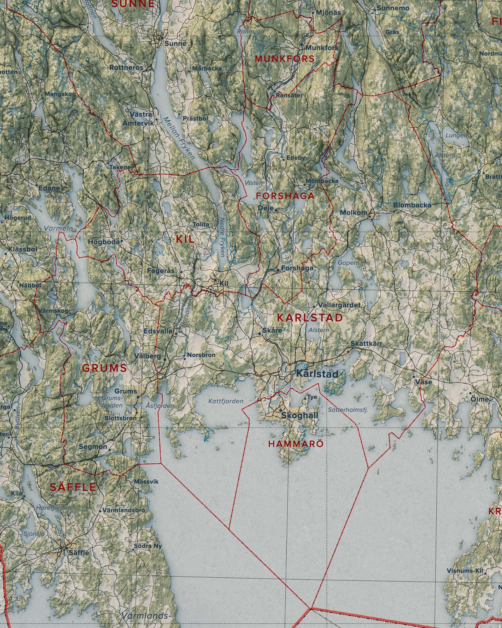 Topografisk karta över Värmland, detalj