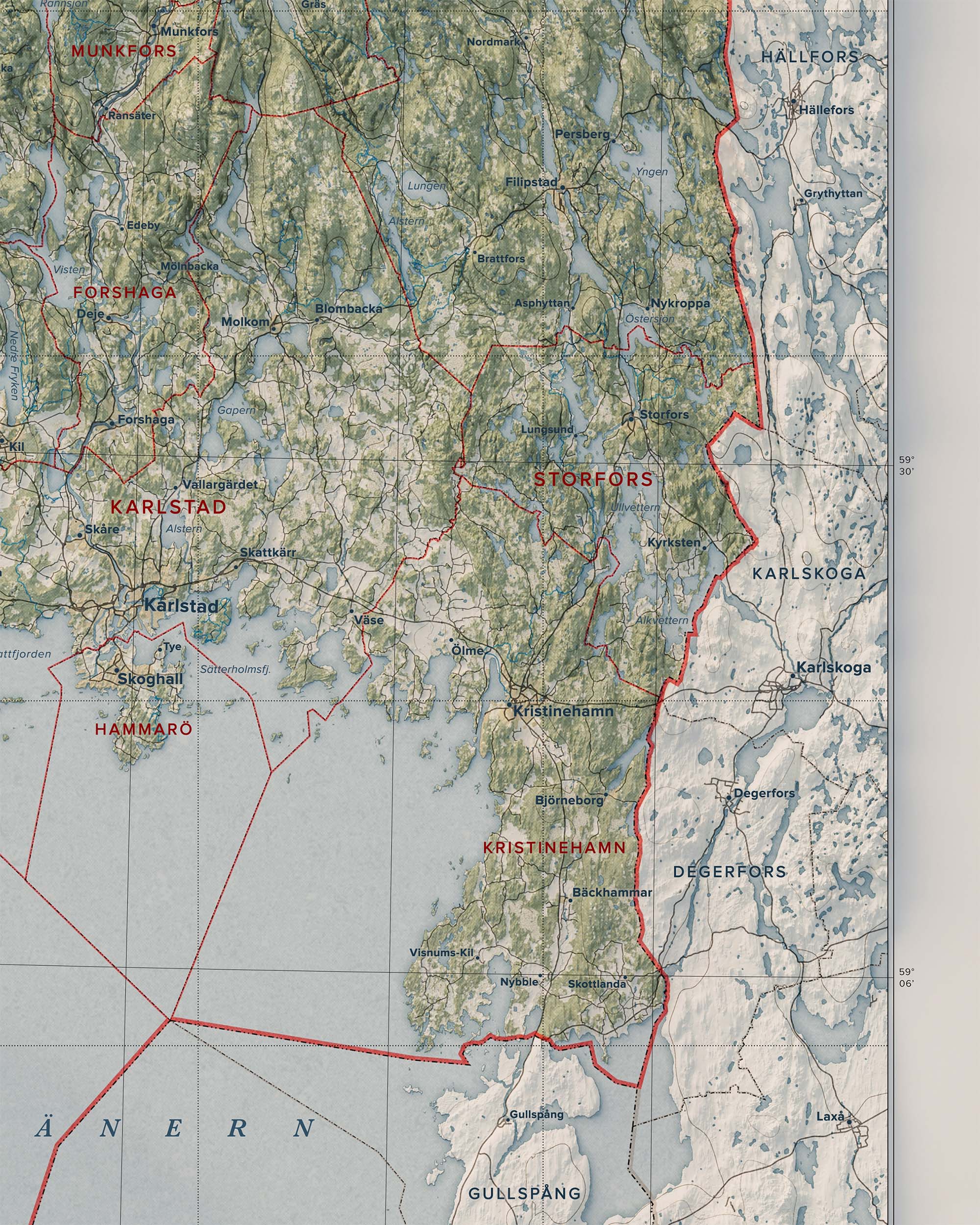 Topografisk karta över Värmland, detalj