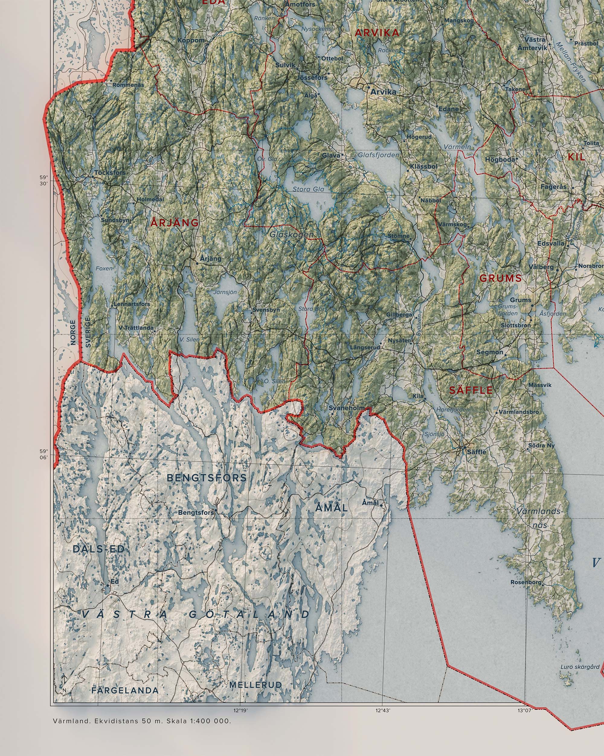 Topografisk karta över Värmland, detalj