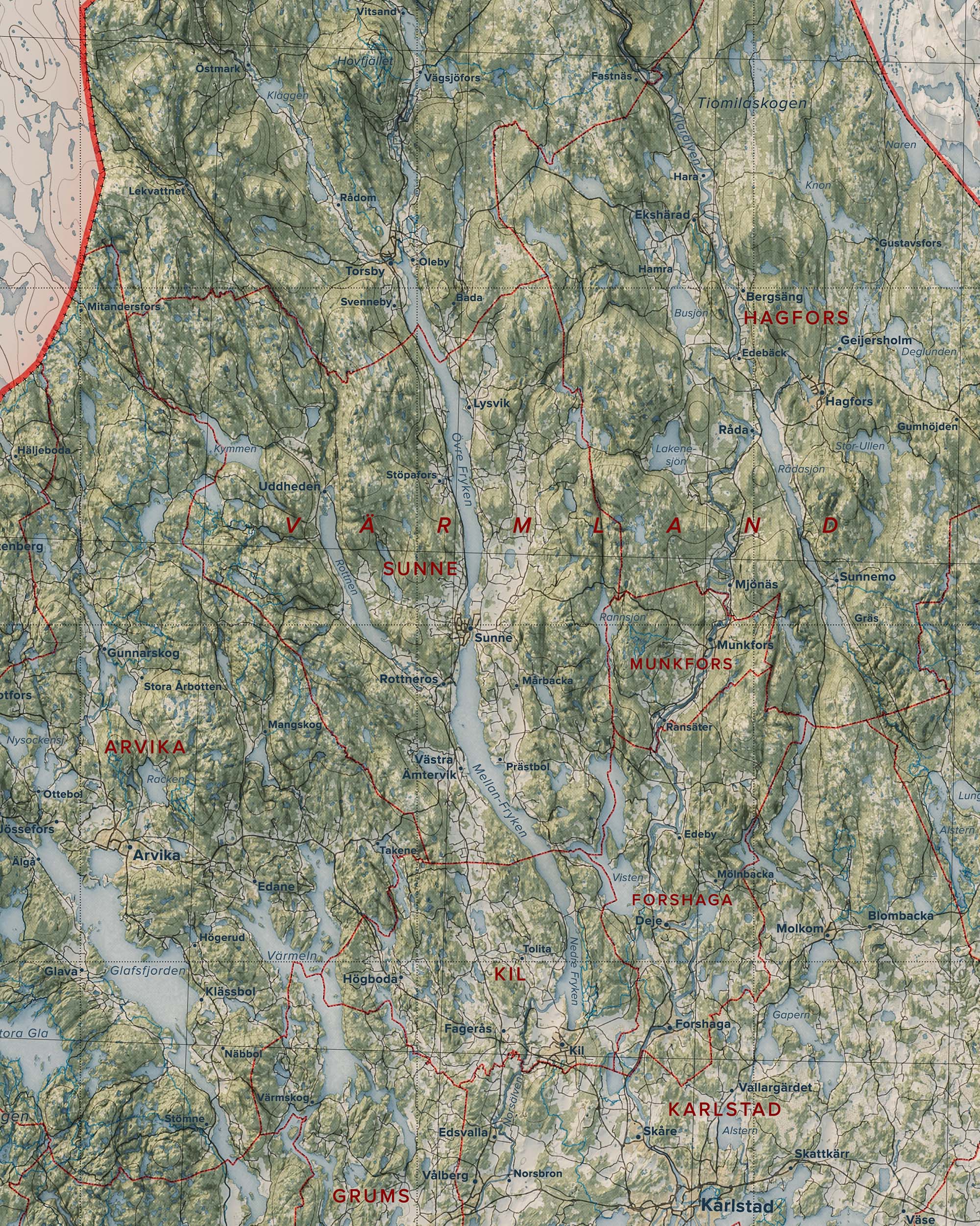 Topografisk karta över Värmland, detalj