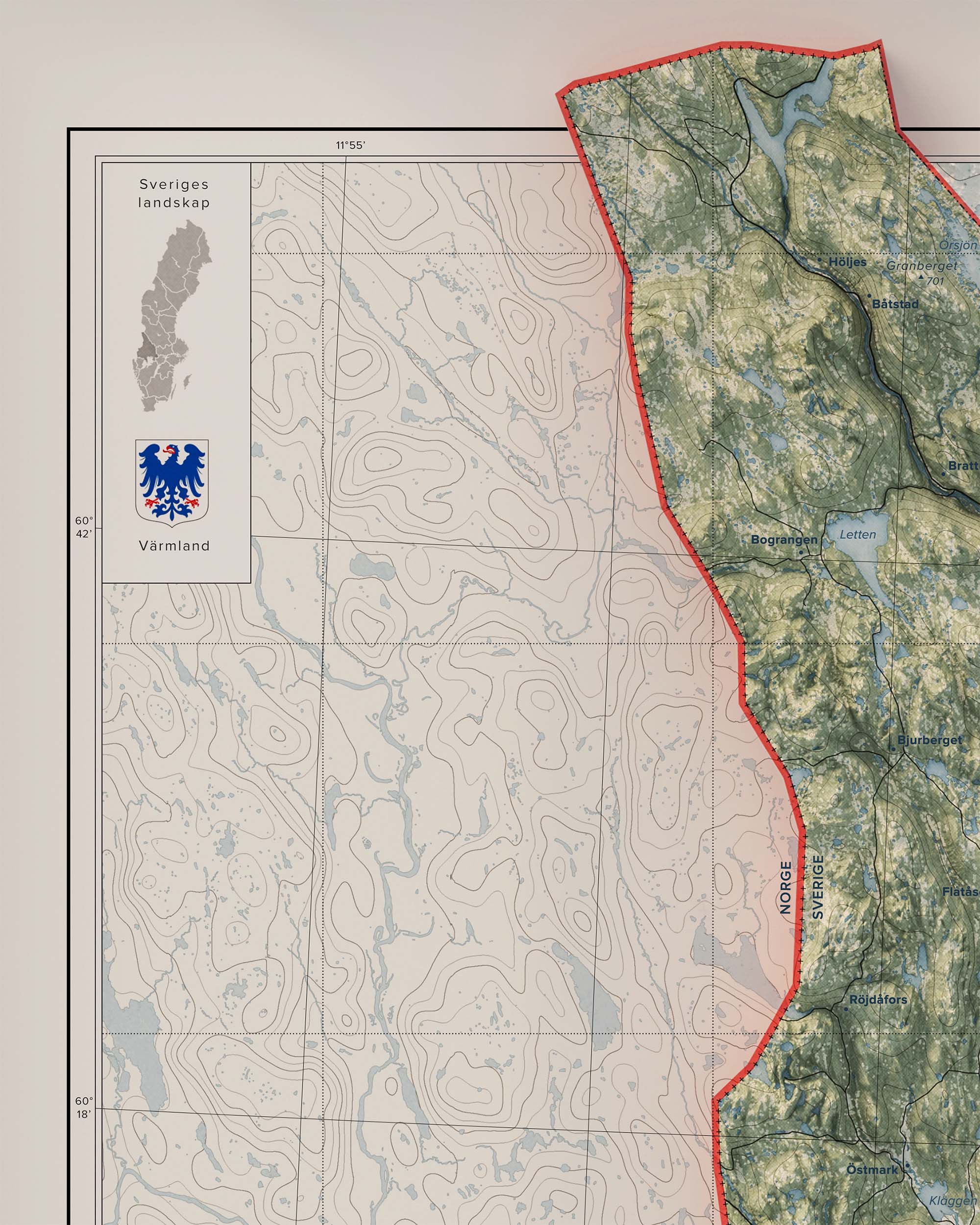Topografisk karta över Värmland, detalj