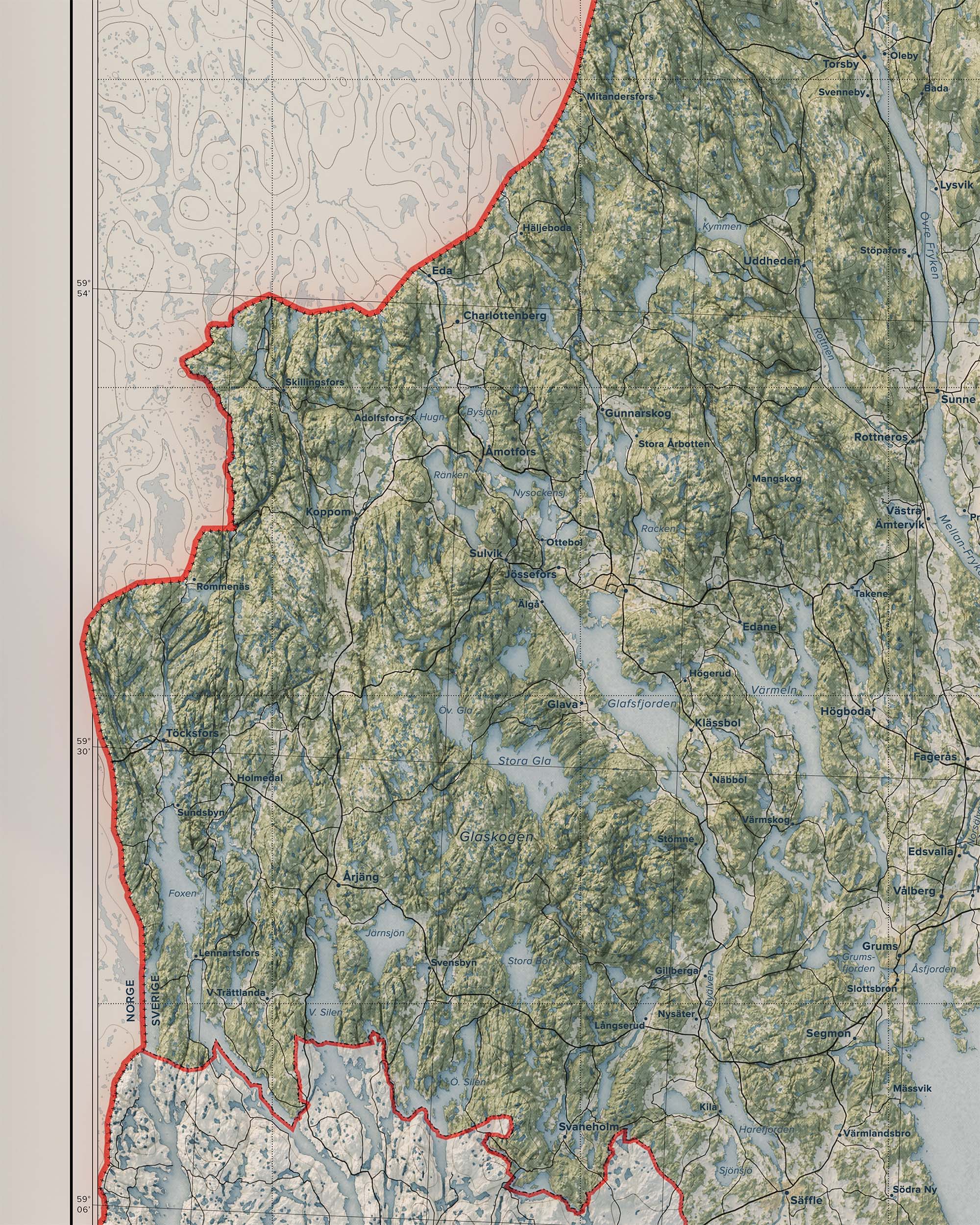 Topografisk karta över Värmland, detalj