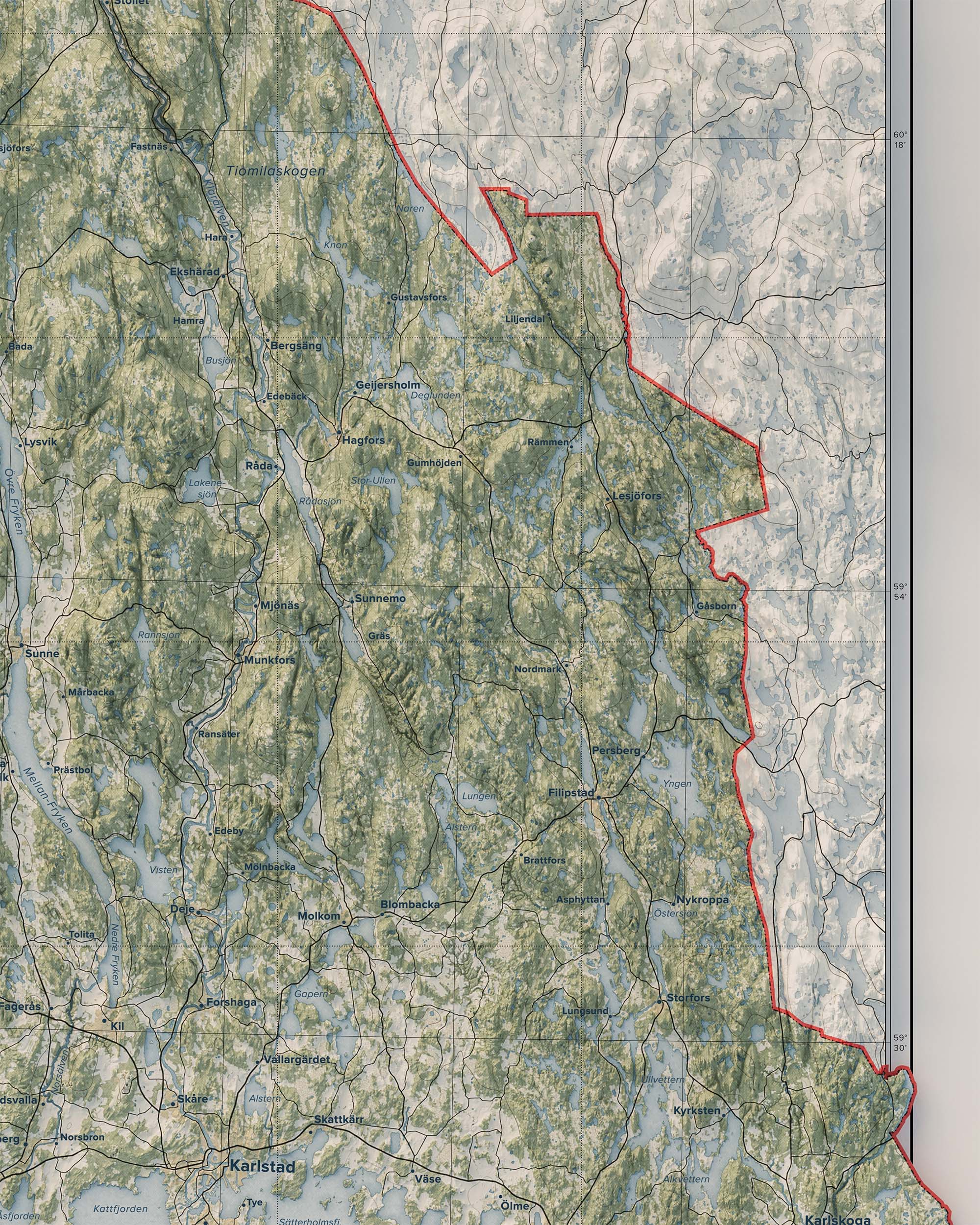 Topografisk karta över Värmland, detalj