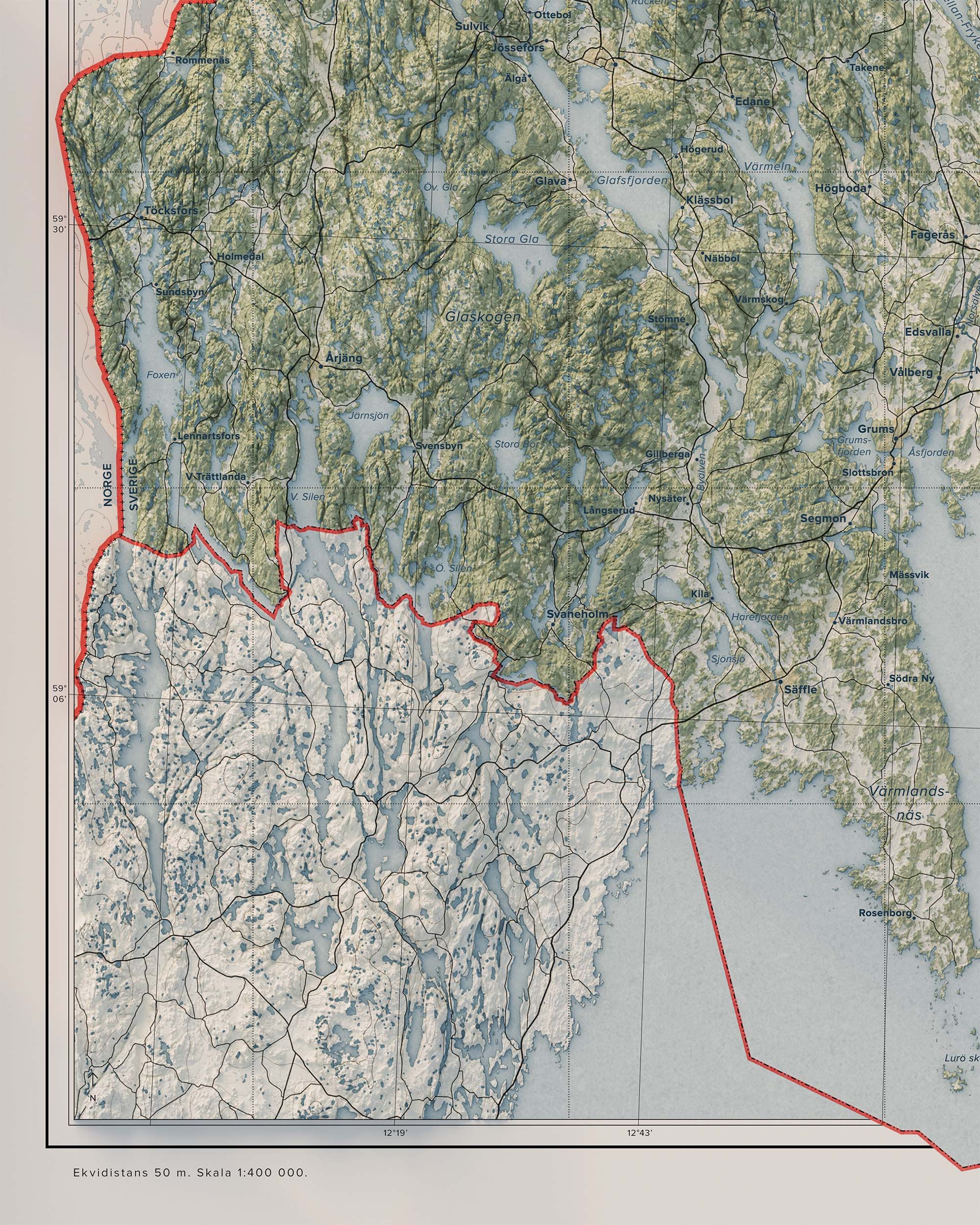 Topografisk karta över Värmland, detalj