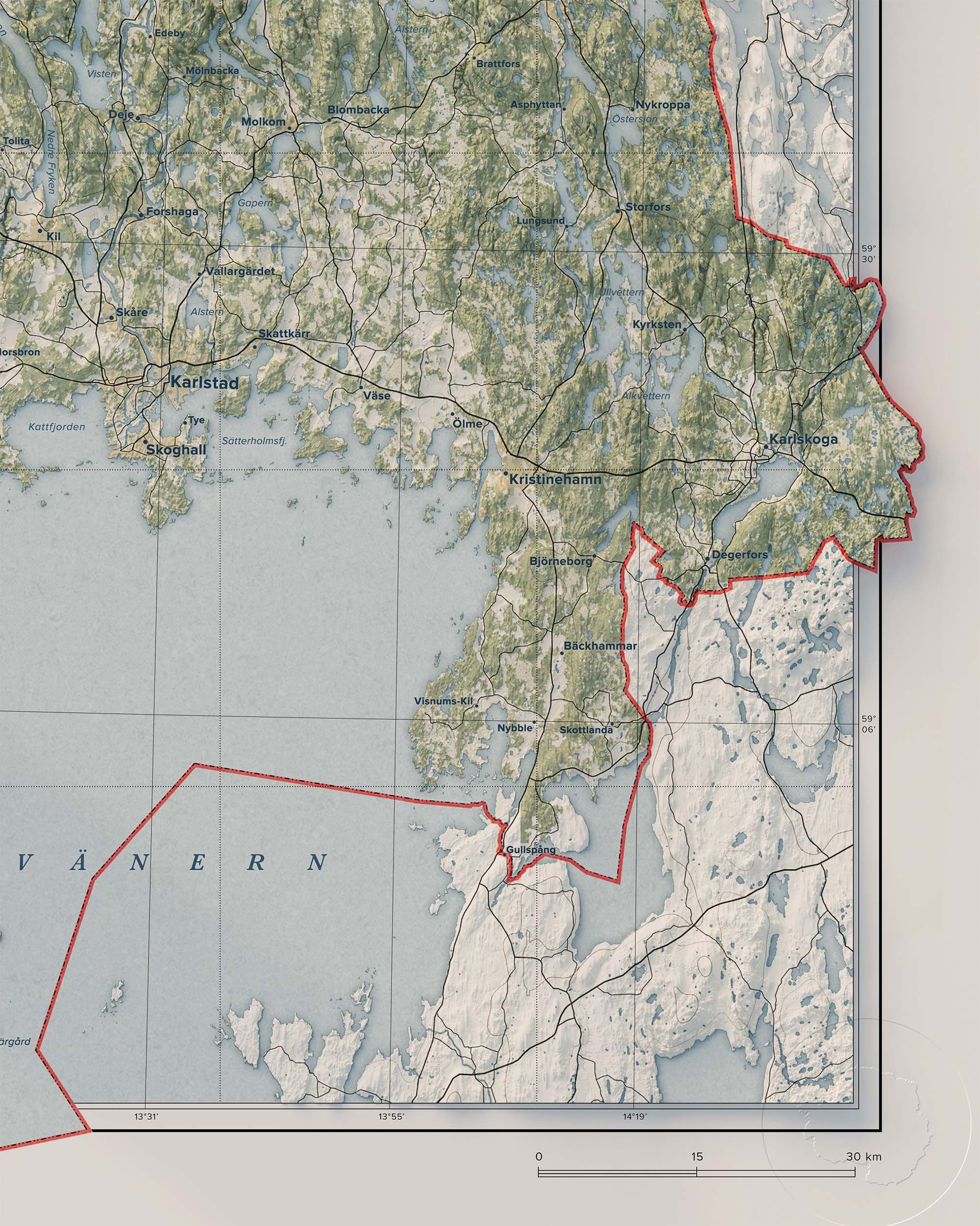 Topografisk karta över Värmland, detalj
