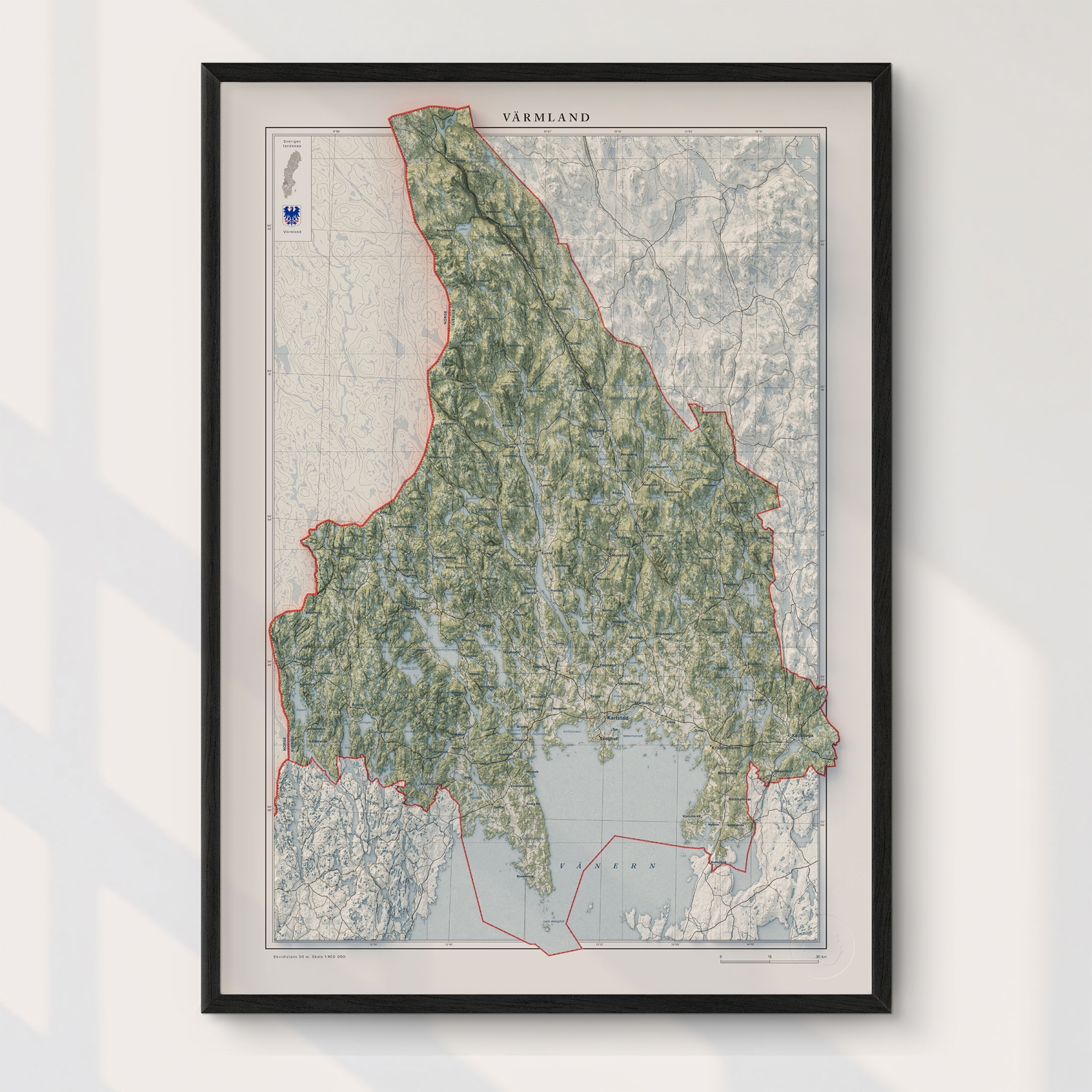 Topografisk karta över Värmland