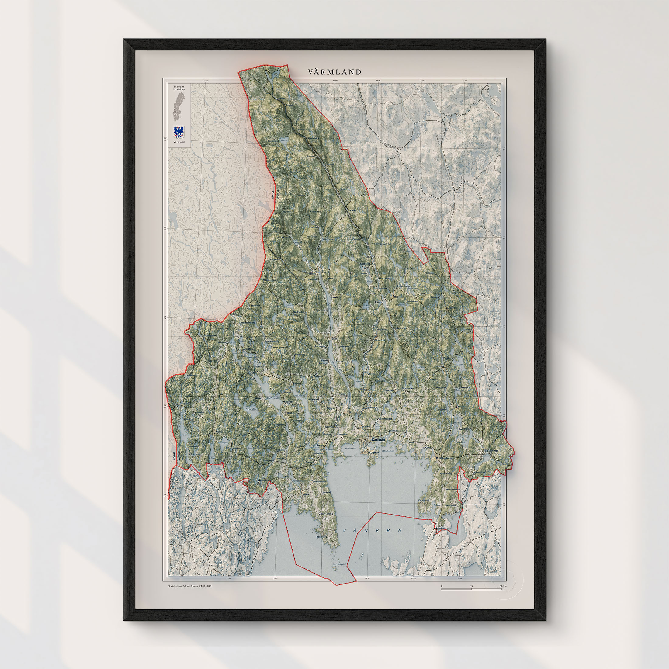 Topografisk karta över Värmland