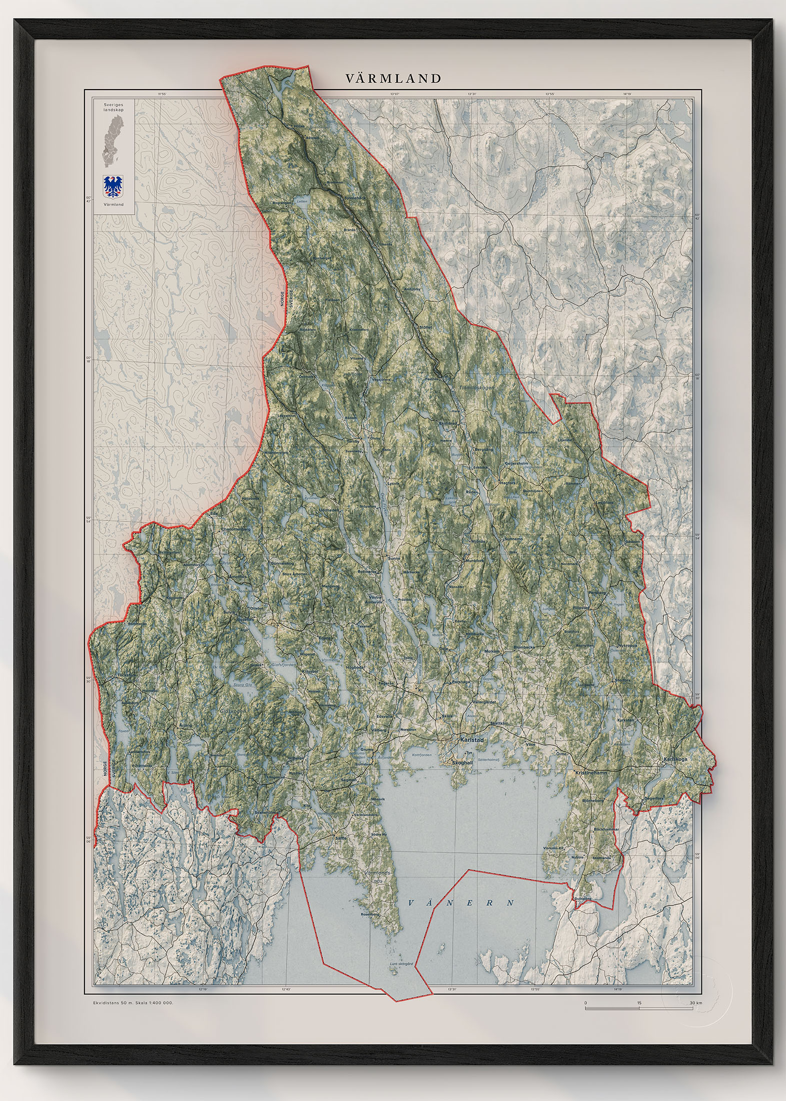 Topografisk karta över Värmland, detalj