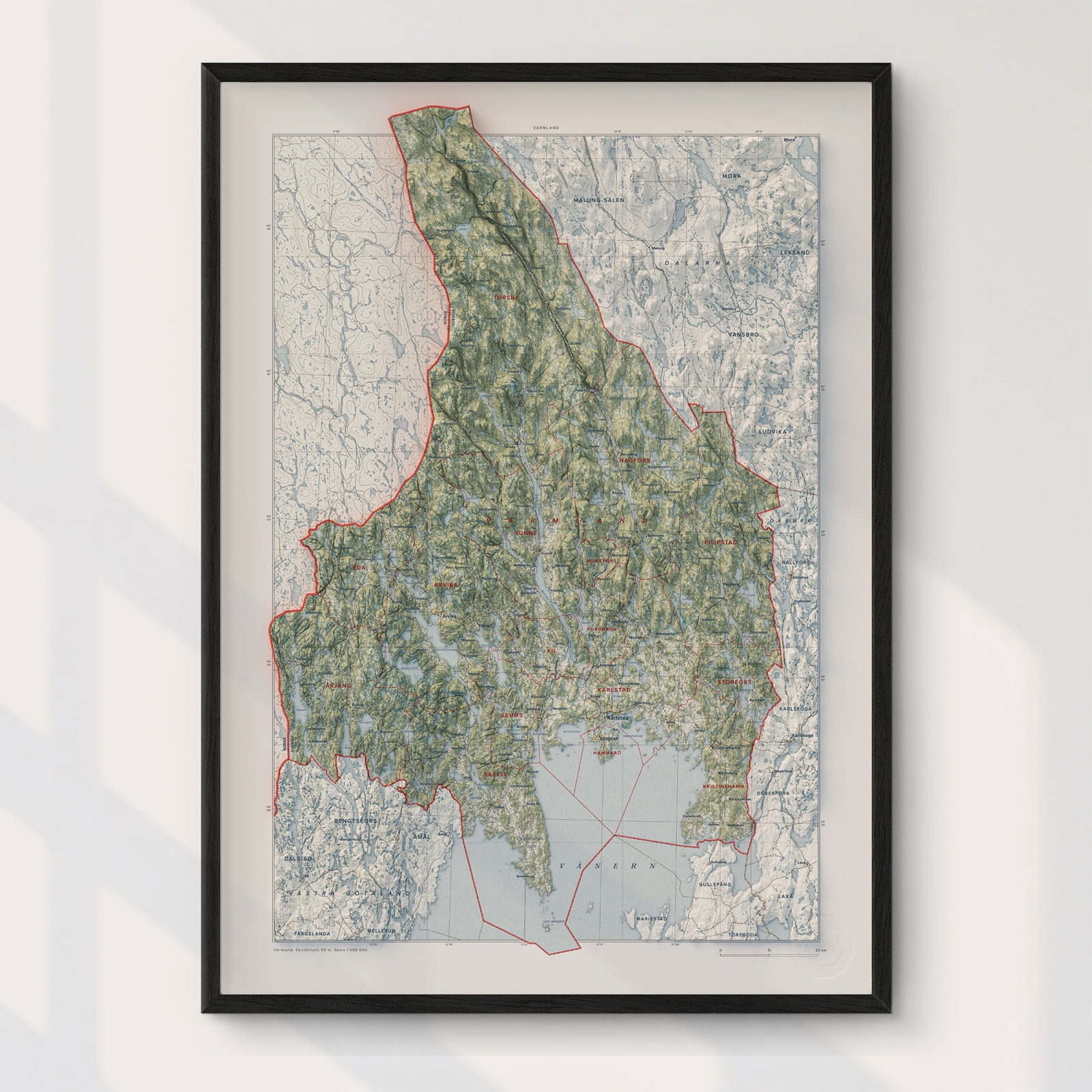 Topografisk karta över Värmland