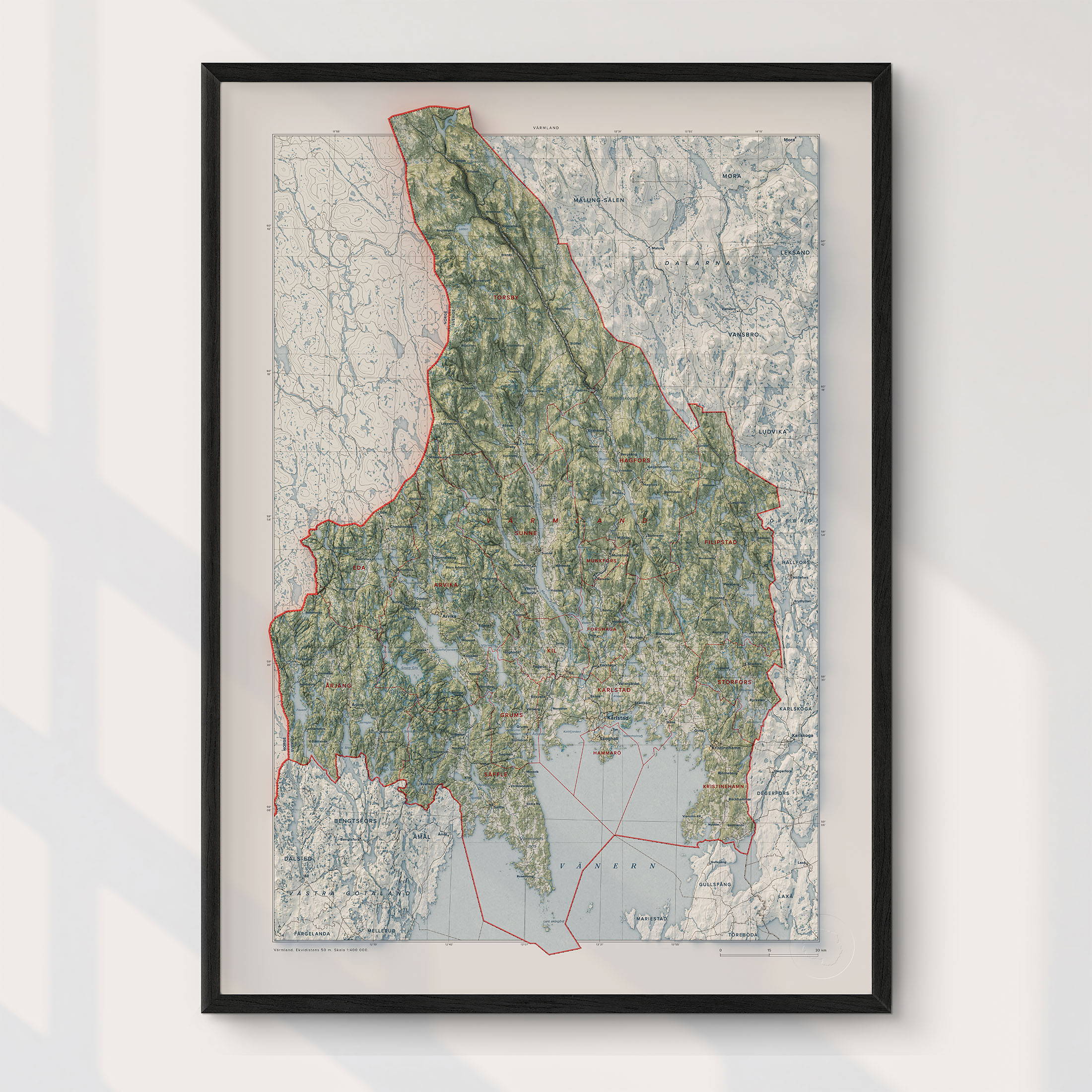 Topografisk karta över Värmland