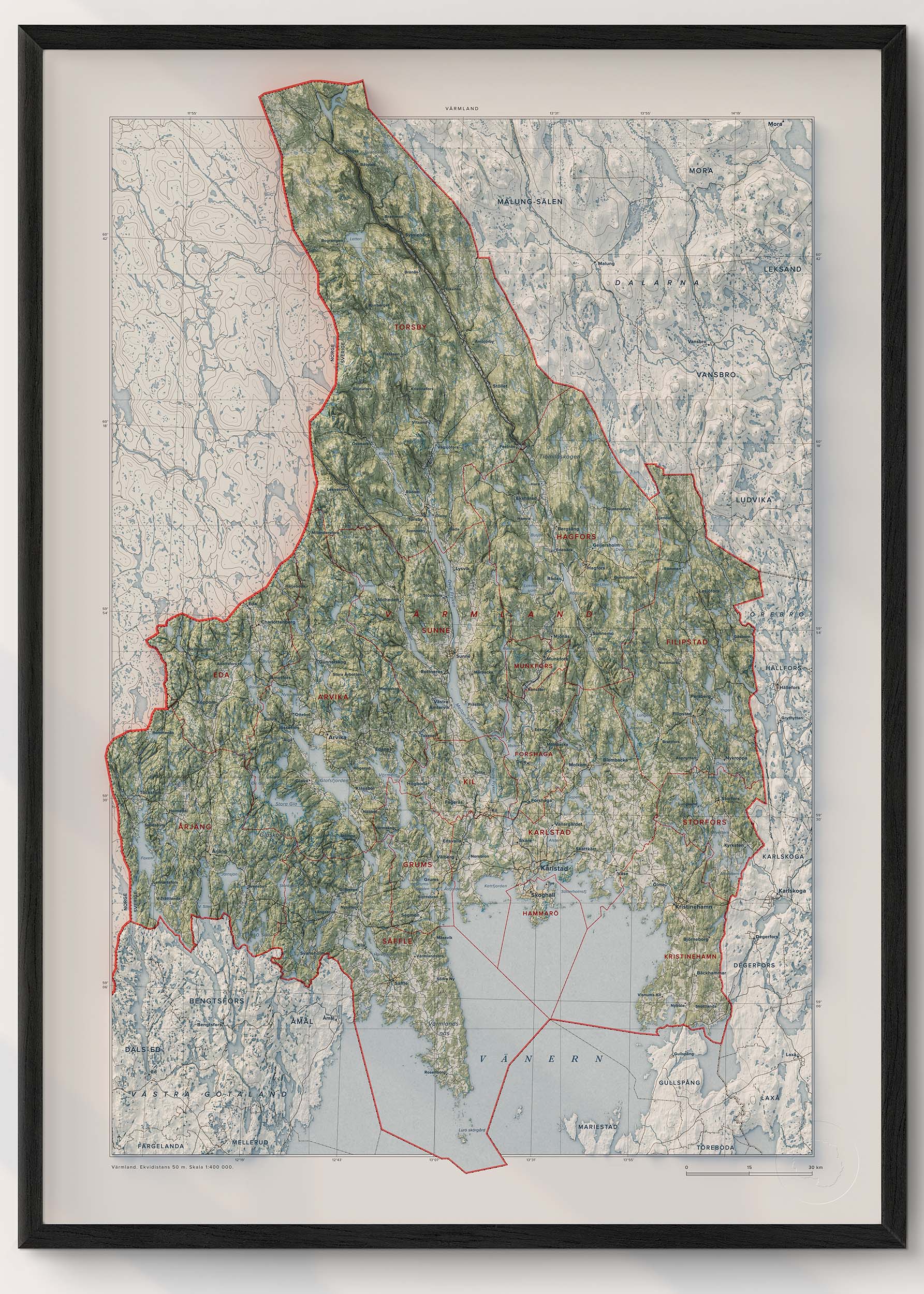 Topografisk karta över Värmland